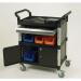 Plastic shelf trolleys with drawers - with 3 shelves, 1 drawer, sides and back panels 384022