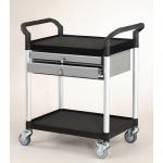 Plastic shelf trolleys with drawers - with 2 shelves and 2 drawers 384023