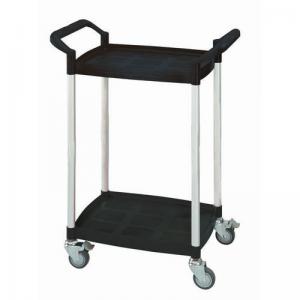 Two tier plastic utility tray trolleys with open sides and ends with 2