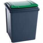 Coloured lid recycling bins, 50L green 384288