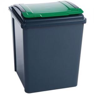 Coloured lid recycling bins, 50L green 384288