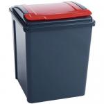Coloured lid recycling bins, 50L red 384289