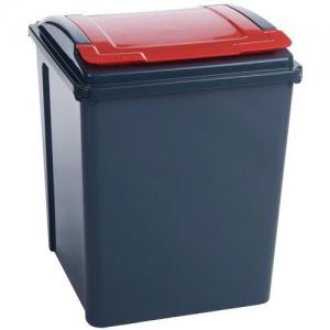Coloured lid recycling bins, 50L red 384289