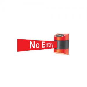 Tensator Wall mounted retractable barrier with text webbing - No entry