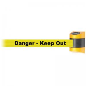 Tensator Wall mounted retractable barrier with text webbing - Danger