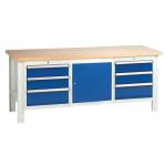 Medium Duty Workbench 2000 X 650 with Triple Drawer Units & 1 Cupboard 385062
