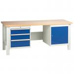 Medium Duty Workbench 2000 X 650 with Cupboard and Triple Drawer Unit 385071