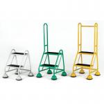 2 Tread Spring Loaded Step,single Handrail, Anti-slip Treads Green 385104