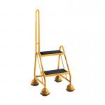 2 Tread Spring Loaded Step,single Handrail, Anti-slip Treads Yellow 385105