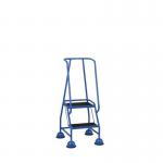 2 Tread Spring Loaded Step,full Handrail, Anti-slip Treads Light Blue 385106