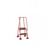 2 Tread Spring Loaded Step,full Handrail, Anti-slip Treads Red 385107