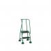 2 Tread Spring Loaded Step,full Handrail, Anti-slip Treads Green 385108