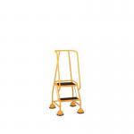 2 Tread Spring Loaded Step,full Handrail, Anti-slip Treads Yellow 385109