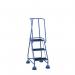 3 Tread Spring Loaded Step,full Handrail, Anti-slip Treads Light Blue 385110
