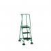 3 Tread Spring Loaded Step,full Handrail, Anti-slip Treads Green 385112
