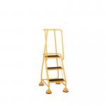 3 Tread Spring Loaded Step,full Handrail, Anti-slip Treads Yellow 385113