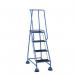 4 Tread Spring Loaded Step,full Handrail, Anti-slip Treads Light Blue 385114
