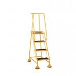 4 Tread Spring Loaded Step,full Handrail, Anti-slip Treads Yellow 385117
