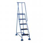 5 Tread Spring Loaded Step,full Handrail, Anti-slip Treads Light Blue 385118