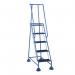 5 Tread Spring Loaded Step,full Handrail, Anti-slip Treads Light Blue 385118