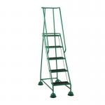 5 Tread Spring Loaded Step,full Handrail, Anti-slip Treads Green 385120