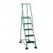 5 Tread Spring Loaded Step,full Handrail, Anti-slip Treads Green 385120