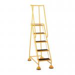 5 Tread Spring Loaded Step,full Handrail, Anti-slip Treads Yellow 385121