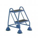 2 Tread Spring Loaded Step,no Handrail, Rubber Treads Light Blue 385122