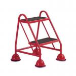 2 Tread Spring Loaded Step,no Handrail, Rubber Treads Red 385123