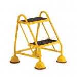 2 Tread Spring Loaded Step,no Handrail, Rubber Treads Yellow 385125