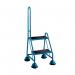 2 Tread Spring Loaded Step,single Handrail, Rubber Treads Light Blue 385126