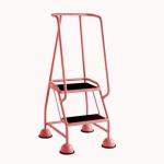 Mobile platform steps with cup feet and full handrail 2 tread in red 385131