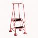 Mobile platform steps with cup feet and full handrail 2 tread in red 385131