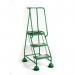 Mobile platform steps with cup feet and full handrail 3 tread in green 385136