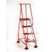 Mobile platform steps with cup feet and full handrail 4 tread in red 385139