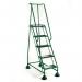 Mobile platform steps with cup feet and full handrail 5 tread in green 385144