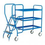 Order picking tray trolleys with 3 steel shelves 386373