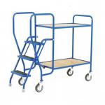 Order picking tray trolleys with 2 plywood shelves 386374