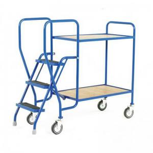 Order picking tray trolleys with 2 plywood shelves 386374