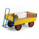 Turntable trucks with MDF platforms and drop down sides, 1200 x 600 on solid rubber tyres - capacity 350kg 386425