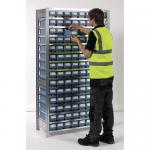 Galvanised shelving including shelf bins Starter and add on bays - 14 shelves - 56 bins 386564