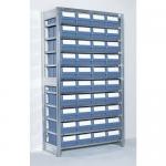 Galvanised shelving including shelf bins Starter and add on bays - 10 shelves - 40 bins 386572