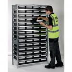 Galvanised shelving including shelf bins Starter and add on bays - 14 shelves - 56 bins 386588