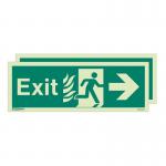 Photoluminescent Sign htmexit Arrow Left Right H X W: 150 X 400 387277
