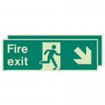 Photoluminescent Sign fireexit Down Left Right H X W: 300 X 900 387299