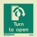 Photoluminescent Sign turnto Open Right H X W: 150 X 150 387396