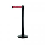 Tensator Advance retractable barrier system with text webbing - Black post with Authorised access only message 387744