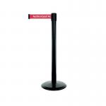 Tensator® Advance retractable barrier system with text webbing - Black post with Authorised access only message 387744