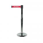 Tensator Advance retractable barrier system with text webbing - Polished chrome post with No entry message 387746