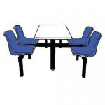 Polypropylene fixed canteen table and chairs -  Self assembly - 4 seats - 1 way access 387762